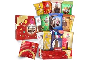 TURKISH MUNCHIES BY MUEKZOIN International Food Hamper | Premium Exotic Foreign Foods | Unique Hampers & Gourmet Gift for Men and Women | American Alike Retro Turkish Foods | Full-Size + Bonus Snacks (Midi Red)