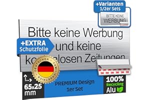 ‎SCHILDERBOXX SCHILDERBOXX® Aufkleber keine Werbung und kostenlose Zeitungen [65x25mm, 100% Alu, 3M Tape] - Zeitung Verboten Briefkastenschild Selbstklebend