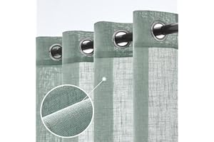 Woaboy Cortinas de Lino Visillo Translúcido Cortinas con Ojales Modernas Decorativas para Salón Ventana Habitación Dormitorio 2 Piezas 140x175 cm Azul