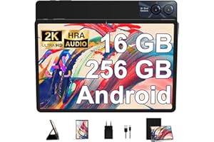 GOODTEL 2025 Tablette Tactile 16GB RAM+256GB ROM+TF 1TB, 11 Pouces Android, 2K Écran 2000 * 1200, Octa-Core, 8600mAh, GPS, WiFi 5G, Bluetooth 5.0, 13MP+5MP, Corps en Métal, avec Cas, Noir Profond