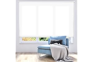 ECOMMERC3 | Estor Enrollable Translúcido Liso 160x175 Ancho x Alto - Estor Enrollable Medida Tela 157x170 - Estor Fácil Instalación a Pared o Techo - Estor Blanco Roto