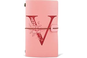 HSDSH Diario in Pelle PU iniziale, Taccuino Diario di Viaggio, Rosa Quaderno Scrittura Appunti Agenda, Compleanno Natale Regalo per Donna Ragazze Amica Studenti Sorella Collega Maestre Rosa(C)