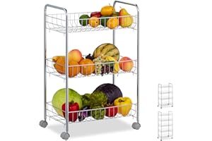 Relaxdays Etagère sur 4 roues, avec étages, chariot multifonctionnel pour cuisine, bain, bureau, différentes tailles