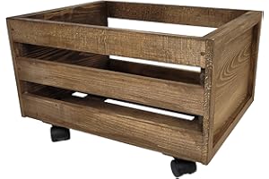 weeco Drewniana skrzynka na rolkach, winylowa, do przechowywania płyt gramofonowych, organizer, pojemnik do przechowywania, retro Musique pudełko do przechowywania albumów LP