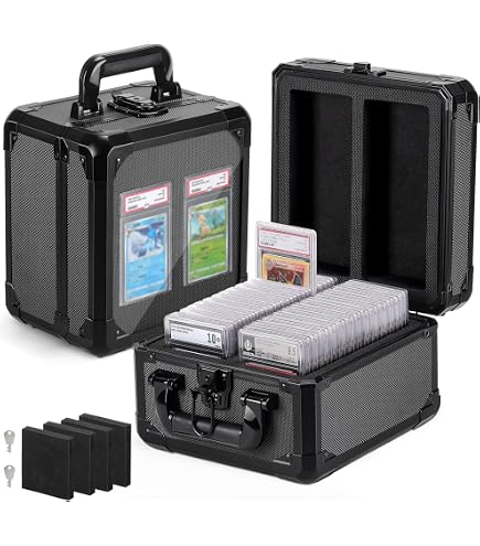 Karten-Aufbewahrungsbox Für PSA-Grading, Aluminium Mit TSA-Schloss, Sichtfenster, 8 Trennwände – Carbon-Look