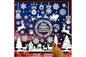 QZOSZ Vetrofanie Natalizie per Finestre 9 Fogli Adesivi Natalizi per Finestre Addobbi Natalizi per la Casa Vetro Porta Riutilizzabili Vetrofanie Natale per Porte Vetrine Negozio Grandi Decorazioni Natalizie