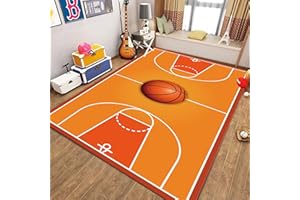 MUOUCTE Basketball Court Area Rugs, 70x140cm Sports Basketball Enthusiast Kids Rug, Soft and Beautiful Boys and Girls Home Interior Decoration Non-Slip Carpet, Suitable for Bedroom Living Room Rug