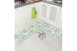 LXTOPN Kitchen Rug Non-Slip Kitchen Mat Sets,Hallway Runner For Kitchen Washable Kitchen Rugs Mat with Natural Rubber Backing,Door Rug Set. (B1, 43x75cm+43x150cm)