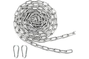 Mbsomnus Cadena de acero galvanizado de 3 m x 3 mm, por metros, con mosquetón, resistente para tendedero, cadena de perro, columpios