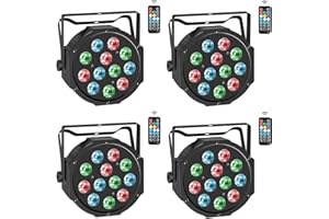 4PCS Par LED RGBW Luci Discoteca, ZonQoonz 12LED Luci Palcoscenico con Telecomando e Attivazione del Suono, Luci da Palco per Theatre Wedding Stage Bar Concerto