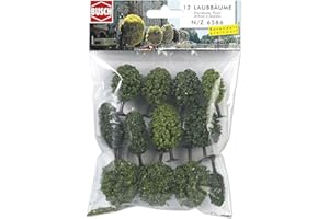 Busch Environnement - BUE6586 - Modélisme Ferroviaire - Lot de 12 Arbres Feuillus