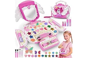KIDLUNA Einhorn Schminkset Spielzeug für 3-12 Mädchen, Ungiftig Abwaschbar Kinderschminke Makeup Set Mit Spiegel & Riemen, DIY Prinzessin Spielzeug Geburtstage Geschenke für Mädchen 3 4 5 6 7 8 9 10 Jahre