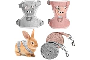 Amexo 2 Stück Geschirr und Leine verstellbar für Kaninchen, Hund, Hamster, Katze und Kleintiere (1-4 kg)