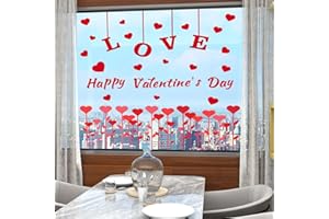 ANHUIB Valentine's Day Window Clings Decal,Valentine's Day Window Decoration,Valentine's Day Window Stickers,Red Heart Wall Sticker,Valentine Wall Sticker Bedroom Living Room Wedding Anniversary Decor