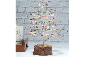 CROCON 7 Chakra Tree of Life - Handmade Gemstone Tree, Crystal Tree of Life, Money Tree, Feng Shui Decor, Seven Chakra Tree, Spiritual Mystical Gift, Healing Crystal Tree, Artificial Tree, Crystal Decoration