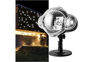 EMOS Schneefall LED Projektor,weiß,fliegender Schnee,effektvolle Wandbeleuchtung,Fassaden-,Wand- und Mauer-Projektion,IP44,Weihnachtsbeleuchtung für Außen & Innen,3m Kabel, Schwarz, DCPC03