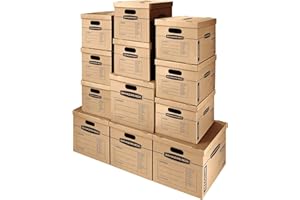 BANKERS BOX SmoothMove Klasyczne pudełka do przenoszenia, montaż bez taśmy, łatwe do przenoszenia, brązowe, różne 12 sztuk (7716401)