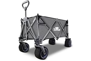 ‎TMZ TMZ Bollerwagen Faltbar mit Dach und Verbreiterten Reifen, Klappbarer Handwagen, Praktischer Gartenwagen Faltbollerwagen Gartenkarre Transportwagen Strandbollerwagen Tragfähigkeit 293L,120KG(Grau)