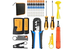OKVNUO-TECH OKVNUO Herramienta de Crimpado RJ45 CAT6 CAT5 Pelador de Cables de red 4P/6P/8P Crimpadora Pelacables Multifuncion Alicates Network Tool LAN Reparación Conectores(Negro)