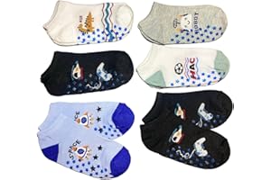 KIDS SOCKS 6 Paia Calze Calzini Corti Bambino in Cotone Colorati Antiscivolo - Modello Estivo Fantasmini (Altezza Caviglia)