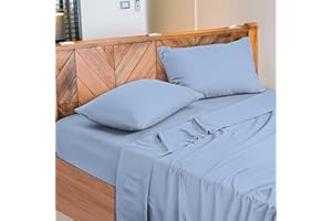 NARCISO - Lenzuola Matrimoniali 100% Cotone Made in Italy, Completo Letto Matrimoniale Composto da 1 Lenzuolo Sotto con Angoli 180x200, 1 Lenzuolo Sopra 240x290, 2 Federe Cuscini 50x80cm (Azzurro)