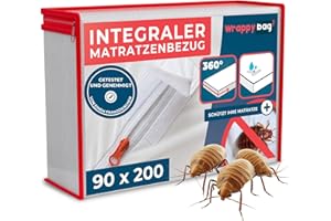 ‎WRAPPYBAG Wrappybag Matratzenschoner Wasserdicht – Matratzenhülle Anti-Bettwanzen & Milben – Matratzenschutz ohne Chemikalien – Weiche Baumwolloberfläche – 90 x 200 x 15