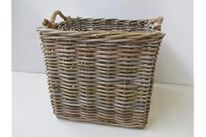 FANTASIE D ORIENTE cesto porta legna vimini in giunco cm 53x53x47 h con manici cm 49 molto robusto porta biancheria pellet camino