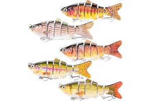 Sprießen 5 Piezas Señuelos De Pesca Articulados, Cebos Artificiales, 3D Cebos para Pesca, Señuelos De Pesca Multiarticulados, Señuelos De Pesca para Trucha, Spinning Señuelos, Cebo De Pesca Realista