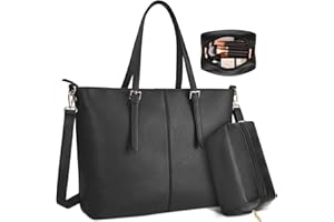 NUBILY Women Handbag Laptop Tote Bag 15.6 Inch Large Leather Shoulder Bag Designer Lightweight Computer Tote Bag Lady Stylish Handbags for Work Business School College Travel