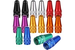 APLZGMG 16Pcs Presta Valve Caps, 8 Colors Bike Valve Caps Aluminum Bicycle Valve Stem Caps Used On Presta/French Valves Alloy Bike Tire Caps for MTB Road Racing Bicycle, Rocket Style