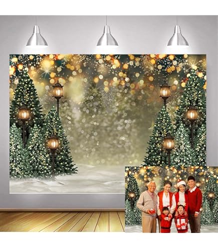 Fond Photo Noël 2,4x1,8 M - Motif Sapin, Flocons De Neige, Hiver - Pour Portraits, Fêtes, Décoration