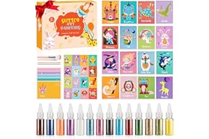 Glitter Art Painting Kit, Eleanore's Diary Kids Sand Paper Crafts Kit, Preschool Educational Creative Toys with 16 Postcard Pictures for Children DIY Drawing,Birthday Rainy Day Gifts for Boys Girls 5+