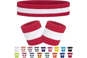 FACATH Juego de Bandas para el Sudor, Juego de muñequeras Deportivas de Tela de Rizo, para Ejercicio atlético, Baloncesto, muñequera Que Absorbe la Humedad, Absorbe el Sudor, Banda de algodón a Rayas