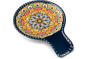 vancasso Porcelain Spoon Rest, 7.7 Inch Cooking Spoon Holder for Kitchen Counter Decor, Spoon Holder for Coffee Spoon Rest, Spoon Cradle, Spatula, Spoons or Tongs, Decorations, Blue