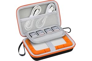 Lacdo Futerał na dysk twardy do LaCie Rugged/Rugged Mini/Rugged Thunderbolt USB-C External Hard Drive Portable HDD LAC9000298 1TB 2TB 4TB 5TB EVA Torba podróżna, Czarna+Orange