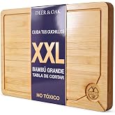 Deer &amp; Oak Bamboo Cutting Board 44x30x2cm Pre-Oiled | Sustainable Wood &middot; for Kitchen, Bread, Meat or Vegetables
