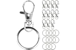 YOUR DAY MATE Portachiavi a moschettone con anello a spirale Ø 25 mm, Pacco da 12 + 12 pezzi, Portachiave rotante a 360°, Piccoli moschettoni rimovibili, Accessori per fai-da-te e hobby creativi, Key Rings, DIY