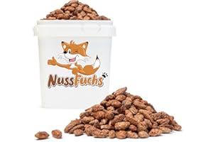 NUSSFUCHS Gebrannte Mandeln 3kg – karamellisierte Mandeln wie vom Jahrmarkt/Weihnachtsmarkt | geröstet & gezuckert | Knusprige ganze Mandelkerne – Knusper-Snack im Eimer