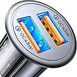 AINOPE Caricatore Automatico, [Doppia Porta QC3.0] 36W / 6A [Tutto Metallo] Caricabatteria da Auto Mini Caricabatteria Auto Q