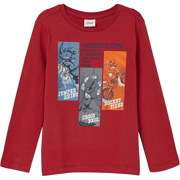 S.Oliver Jungen T-Shirt Langarm – Aus Weicher Baumwolle, Mit Frontprint, Regular Fit (Größe 104/110)
