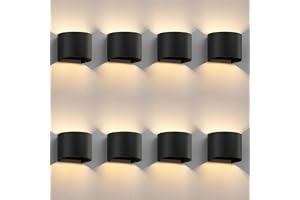 ledscom.de 8x RUNEL vägglampa för utomhusbruk, IP65, upp-/nedljus, matt svart, rund, 1x G9 max. 10W