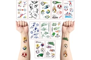 HONGP 10 Pcs Football Temporary Tattoos Stickers for Kids,Football Party Bag Filler Favors Cute Fake Tattoos Stickers for Kids Boys Girls School Rewards Gifts