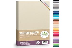 ‎LEEVITEX Winter Spannbettlaken | Farbenfrohes Thermo Fleece | Spannbetttuch, Bettlaken in vielen Größen und Farben (90 x 190 cm - 100 x 200 cm, Creme/Naturweiß)