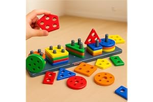 EITHEO Geometric Angle Blocks for Kids | 26 Pcs Montessori Sorting & Stacking Educational Toy | Colorful Shape Sorter Pu