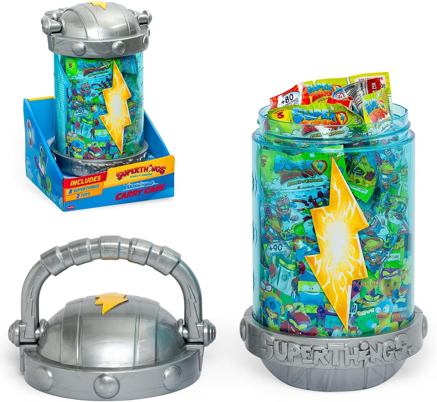 SUPERTHINGS KAZOOM Power – Carry Case. Cápsula en Forma de Kazoom para Transportar y almacenar Tus Superthings. Incluye 1 Carry Case, 8 Figuras Sorpresa, 1 Hideout y 1 Megajet