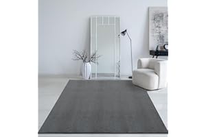 ‎MIAS TEPPICHE Mia's Teppiche Taos Cuddly Short Pile Rug, Non-Slip Underside, Washable Up to 30 Degrees, Super Soft, Fur Look, Anthracite, 160 x 220 cm