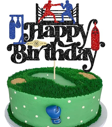 Doyomtoy Boxen Tortenaufleger Set – 13-teilig, Für Sport-Theme Geburtstag, Inkl. Boxhandschuhe & Cupcake-Dekos
