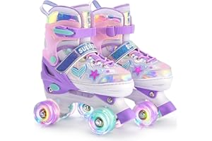 SULIFEEL Rollschuhe für Mädchen und Kinder mit leuchtenden Rollen, verstellbar in 4 Größen für Kleinkinder und Anfänger Rollschuhe