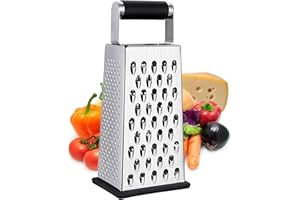 YC Kitchen Grattugia Formaggio in Acciaio Inossidabile, Manuale e Quadrata a 4 Lati per Verdure, Pratico Gadget da Cucina