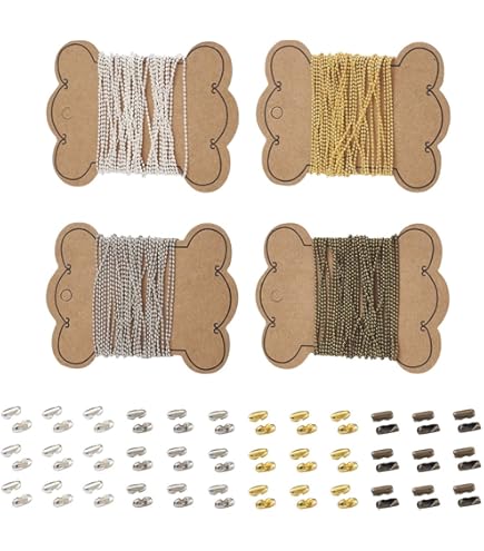 100 Catene A Sfere In Acciaio Bronzo Antico | 4 Pollici 2mm | Per Portachiavi, Collane E Targhette Cani - Foto 4